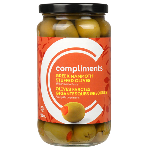 Greek Mammoth Olives Stuffed 500 ml Compliments.ca