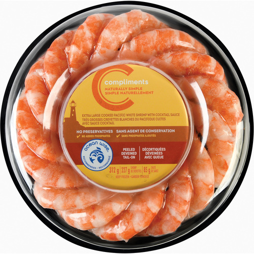 Naturally Simple Frozen Shrimp Ring Pacific White 26/30 With Sauce 312