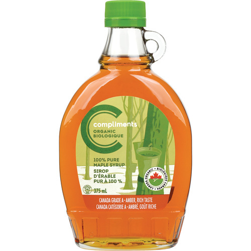 Organic Maple Syrup 100 Pure 375 ml Compliments.ca