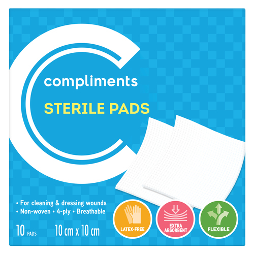 Sterile Pads 10x10cm 10 EA Compliments.ca