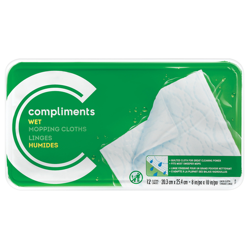 Wet Mopping Cloths 12 EA Compliments.ca