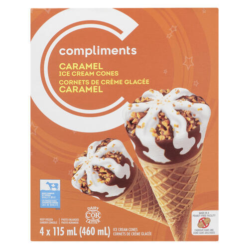 Caramel Ice Cream Cone 4 x 115 ml Compliments.ca