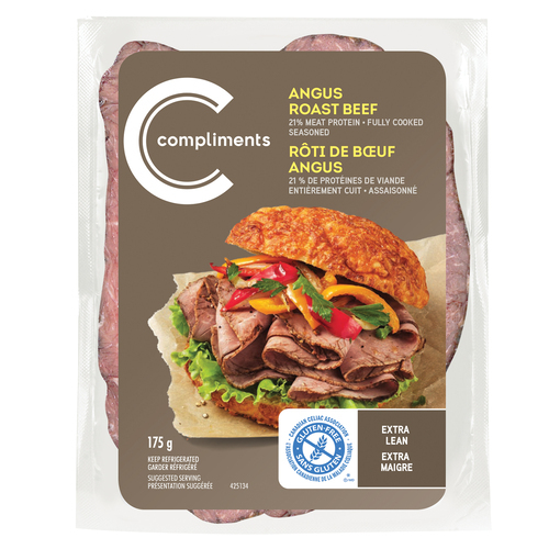 Extra Lean Roast Angus Beef Sliced Meat 175 g Compliments.ca