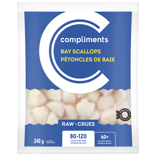 Frozen Bay Scallops Raw 340 g Compliments.ca