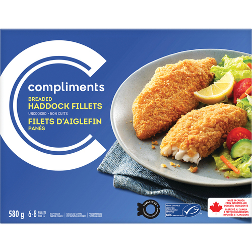 Frozen Haddock Fillets Breaded 580 g Compliments.ca