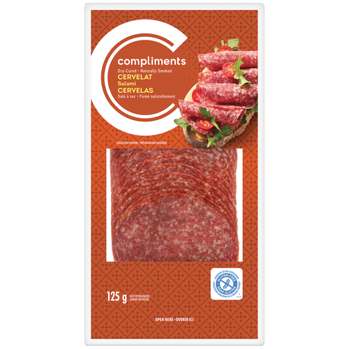 GlutenFree DryCured Salami Cervelat 125 g Compliments.ca