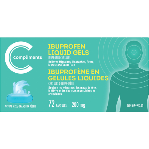 Liquid Gel 200 mg Ibuprofen 72 EA Compliments.ca