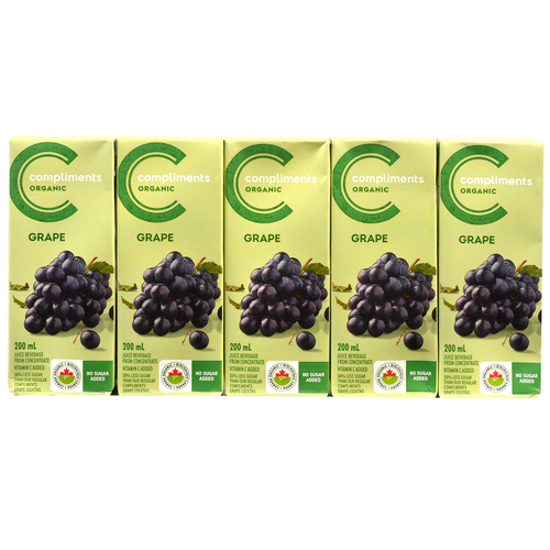 Organic Juice Grape 10 x 200 ml Compliments.ca