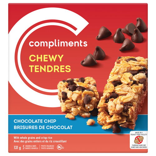 PeanutFree Granola Bars Chewy Chocolate Chip 131 g Compliments.ca