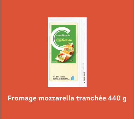 Fromage mozzarella tranchee 440g