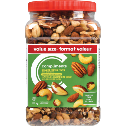 Compliments Deluxe Mixed nuts Cashwes Unsalted Compliments Deluxe Mixed nuts Cashwes Unsalted