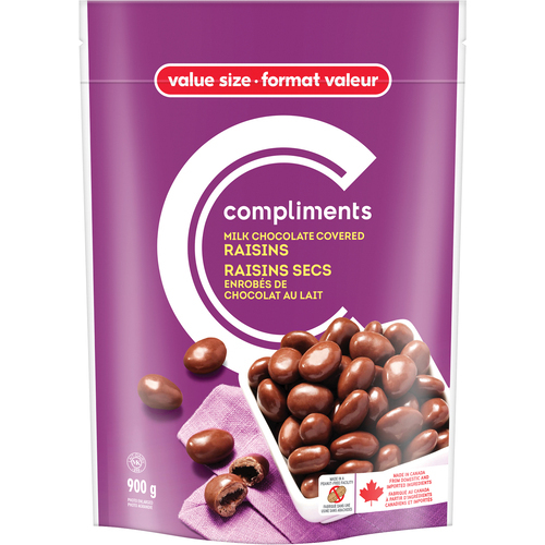 Milk Chocolate Covered Raisins 900 g Compliments.ca