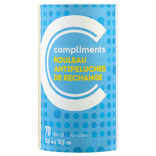 Recharge de feuilles adhésives pour rouleau antipeluches 70 feuilles 1 un