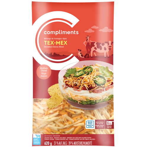 Tex Mex Shredded Cheese Blend 620 g Compliments.ca