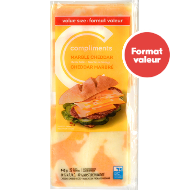 Tranches de fromage cheddar marbré, 440g