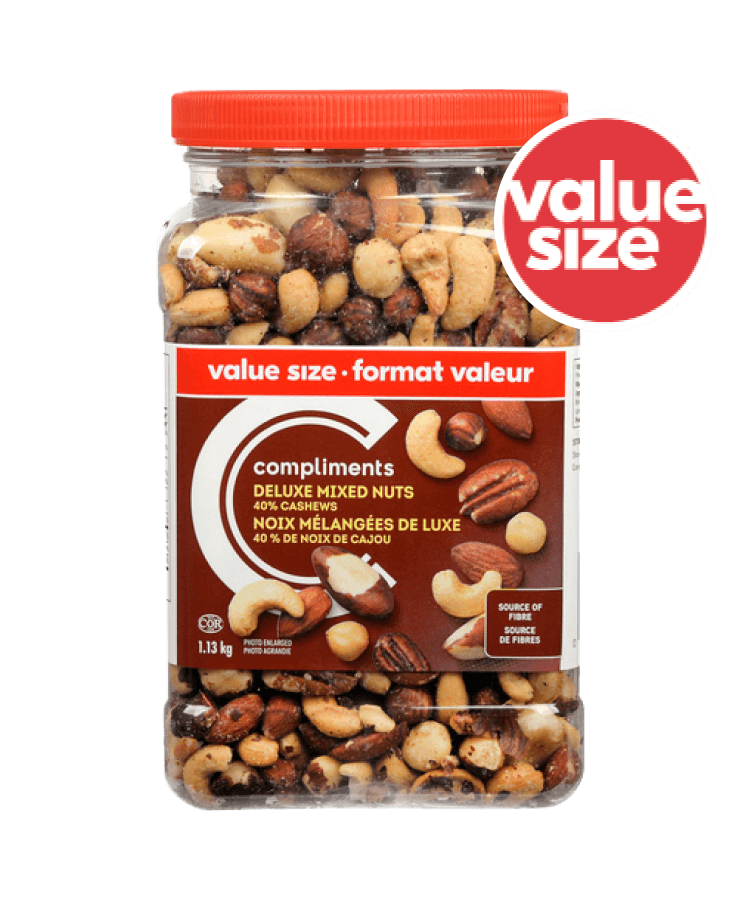 Container of Deluxe Mixed 40% Cashews Value Size