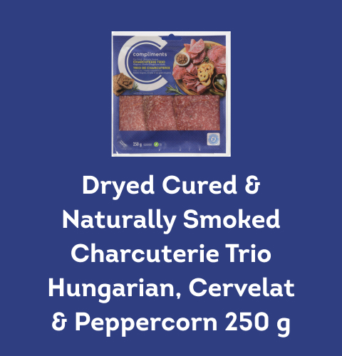 Package of Compliments Dryed Cured & Naturally Smoked Charcuterie Trio Hungarian, Cervelat & Peppercorn