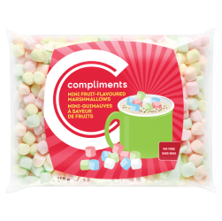 Package of multi-coloured mini-marshmallows