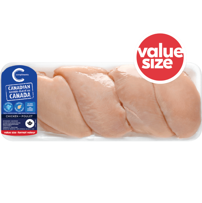 Value size package of chicken breast