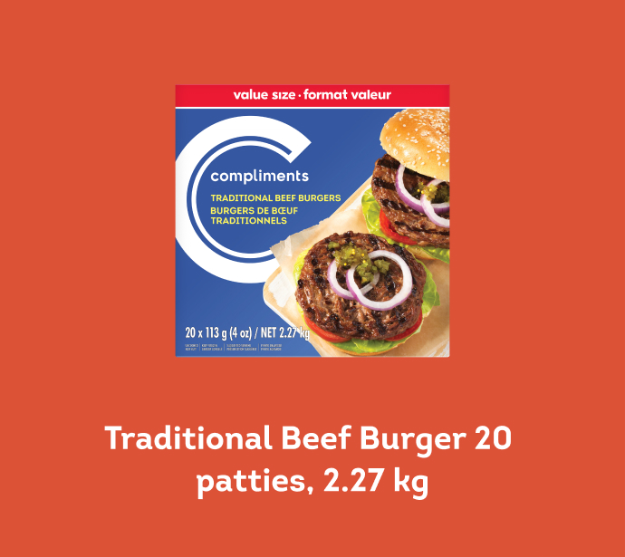 Traditional Beef Burger 20 patties, 2.27 kg