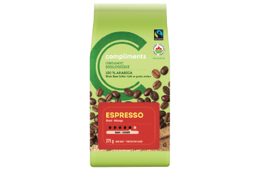 Green package of organic coffee espresso blend