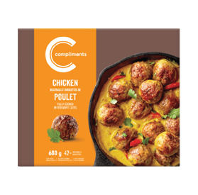 Boîte orange de boulettes de poulet