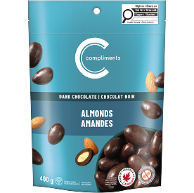 Amandes au chocolat noir Compliments dans un emballage bleu