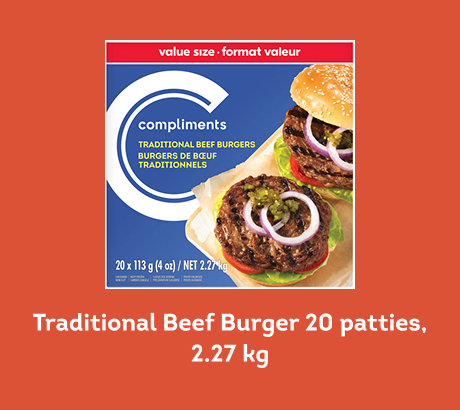 Traditional Beef Burger 20 patties, 2.27 kg