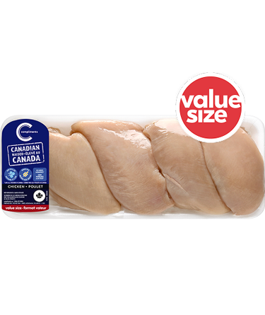 Value size package of chicken breast
