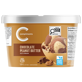 Chocolate Peanut Butter Ice Cream in brown tub
