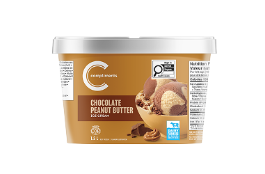 Chocolate Peanut Butter Ice Cream in brown tub