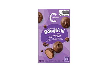 Double Chocolate Cookie Dough Ice Cream Bites in purple box