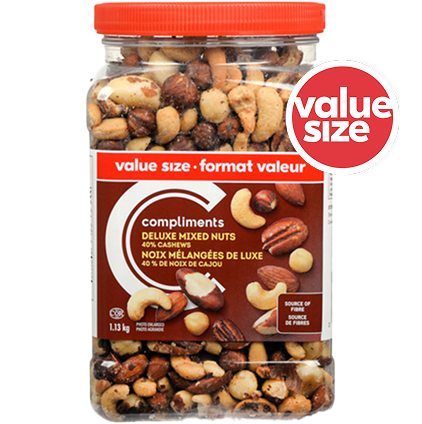 Container of Deluxe Mixed 40% Cashews Value Size