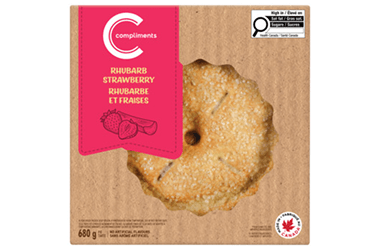 Compliments 8-inch Rhubarb Strawberry Pie in brown package
