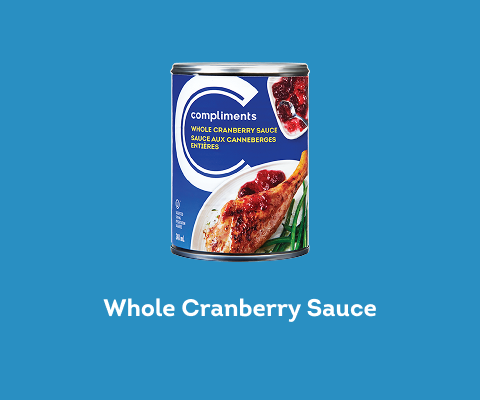 A can of Compliments whole cranberry sauce